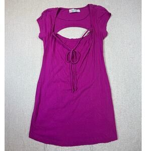 Free People Beach Women XS Pink Short Sleeve Mini Dress Beachwear Island Dress
